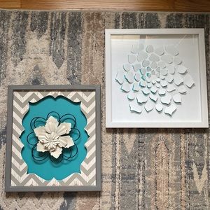 Floral Wall Decor White with Teal